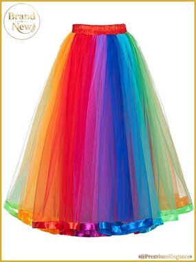 Plus Size Rainbow Tutu Skirt Women's Puffy Tulle A-Line Maxi